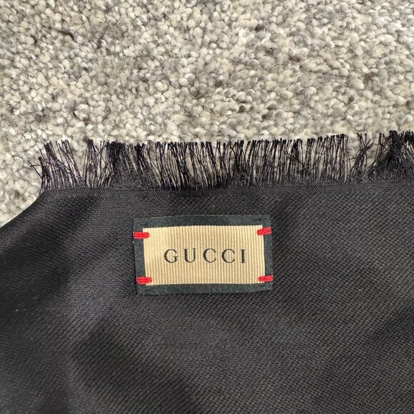 Gucci GG Jacquard Silk Wool Shawl - Picture 5 of 5